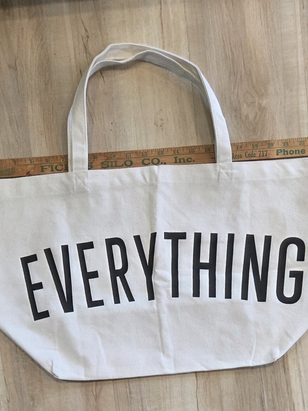 Buy One Get One Half Off White Canvas Tote Bag "EVERYTHING" Set Of 2 - Picture 2 of 5